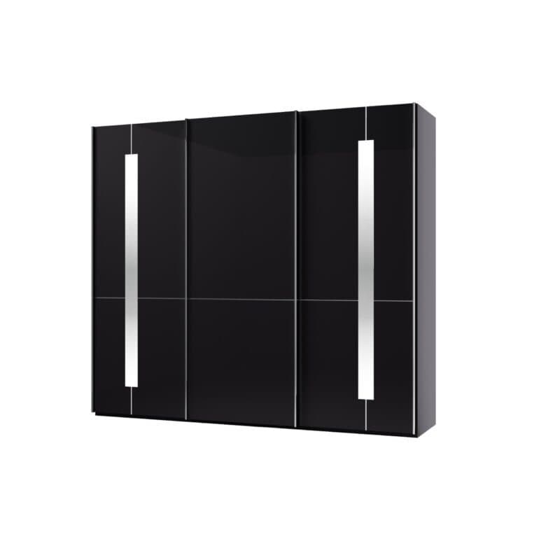 Musterring Imola Schwebetürenschrank 3-türig mit Glasfronten in Graphit und Zierspiegel - Breite: 246 cm