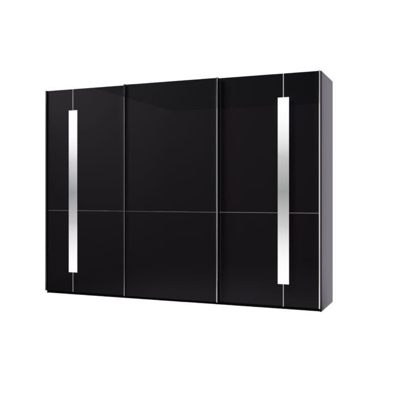 Musterring Imola Schwebetürenschrank 3-türig mit Glasfronten in Graphit und Zierspiegel