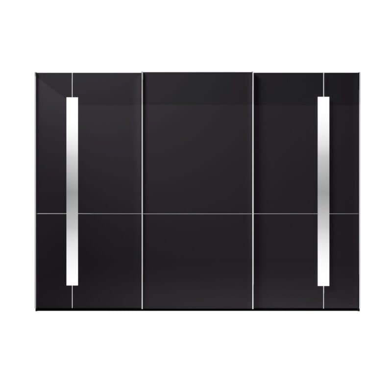Musterring Imola Schwebetürenschrank 3-türig mit Glasfronten in Graphit und Zierspiegel