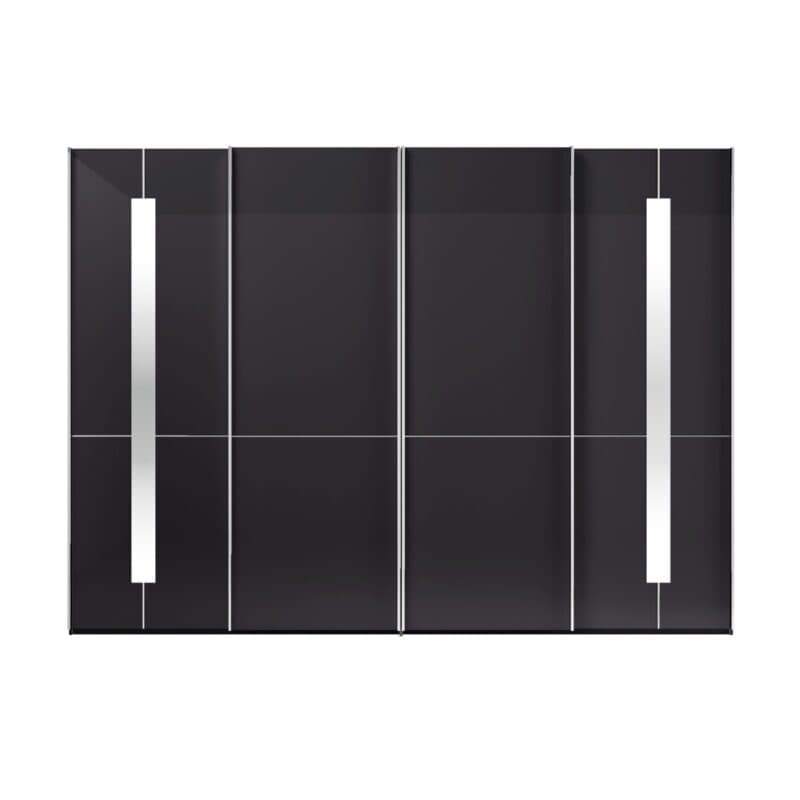 Musterring Imola Schwebetürenschrank 4-türig mit Glasfronten in Graphit und Zierspiegel