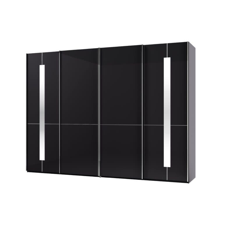 Musterring Imola Schwebetürenschrank 4-türig mit Glasfronten in Graphit und Zierspiegel