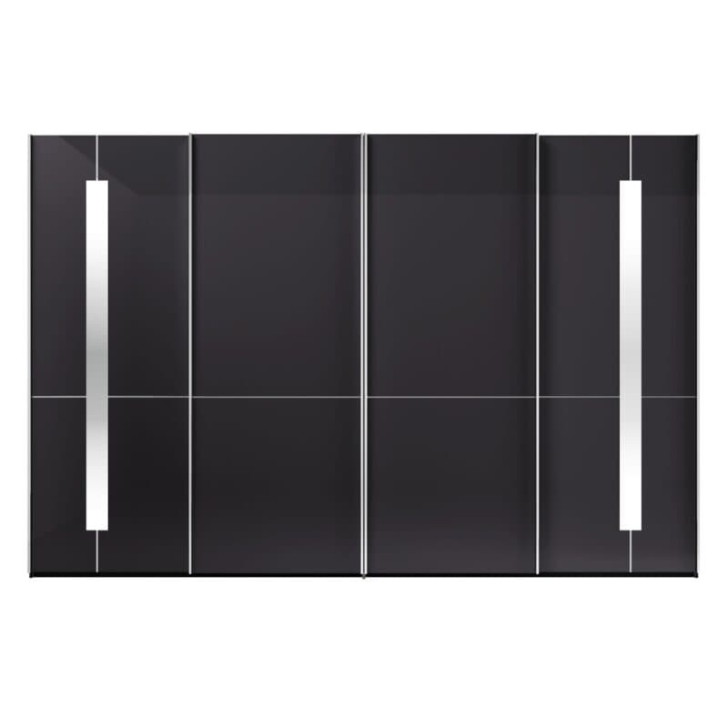 Musterring Imola Schwebetürenschrank 4-türig mit Glasfronten in Graphit und Zierspiegel