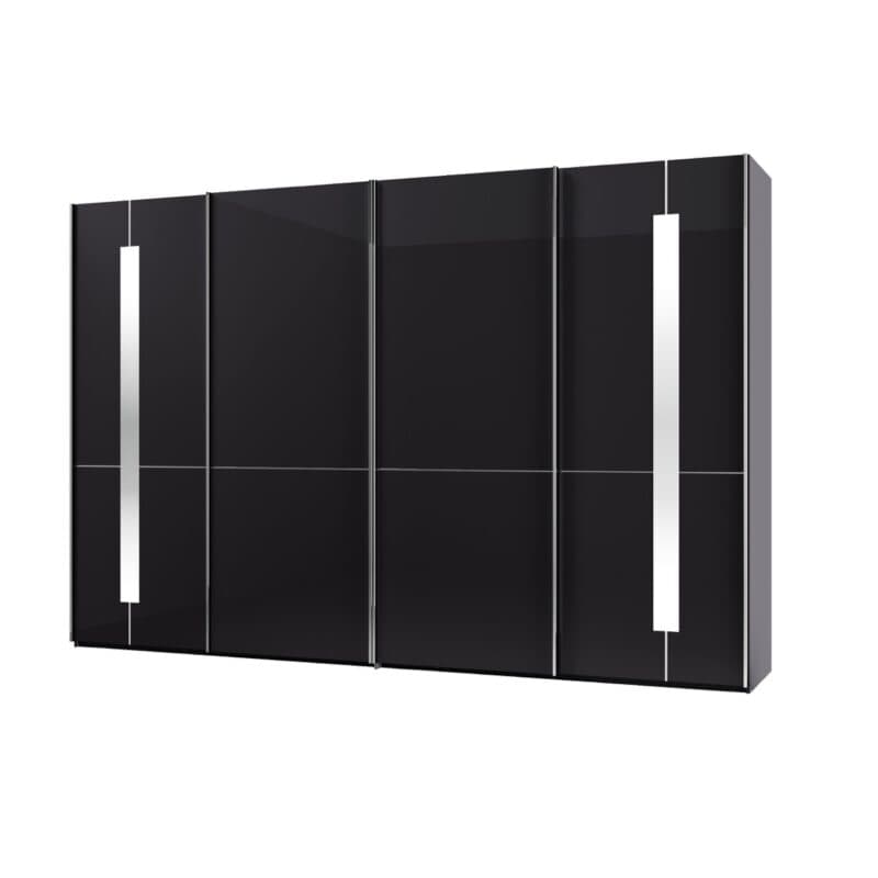 Musterring Imola Schwebetürenschrank 4-türig mit Glasfronten in Graphit und Zierspiegel
