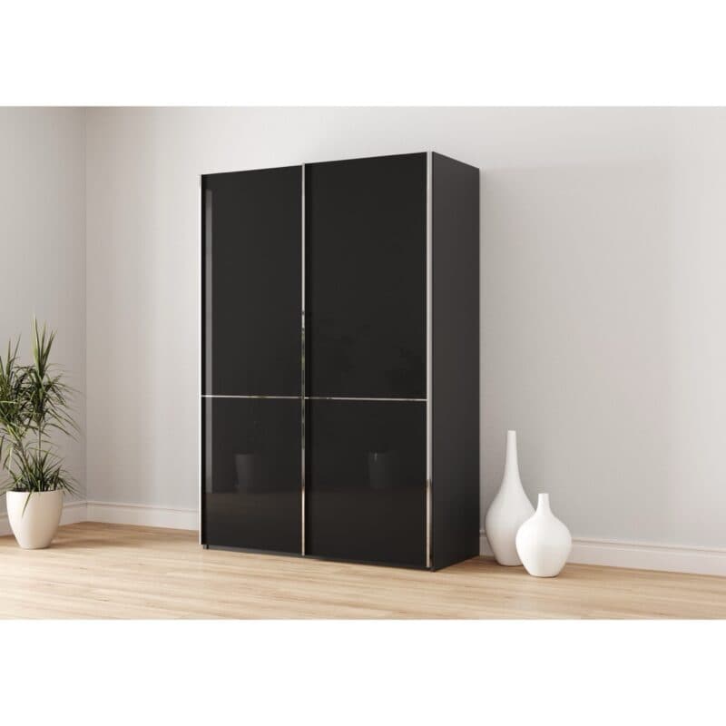 Musterring Imola Schwebetürenschrank mit Glasfronten in Graphit - Breite: 149 cm
