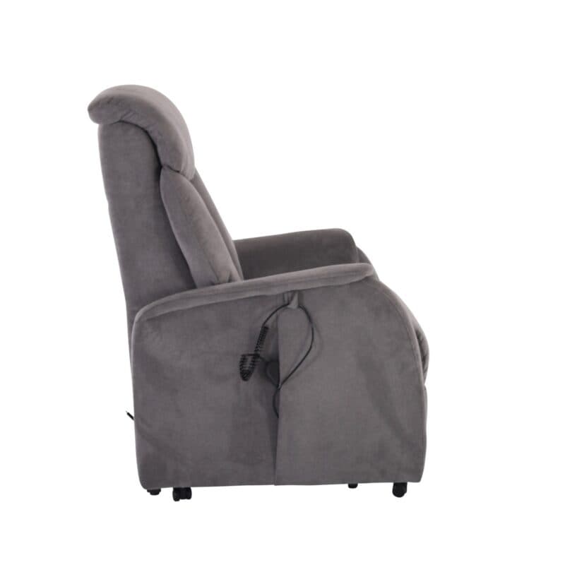 Louming Malek TV- Sessel in Bezug Enjoy 455 grau mit 3-motorischen Funktionen und Seitentasche