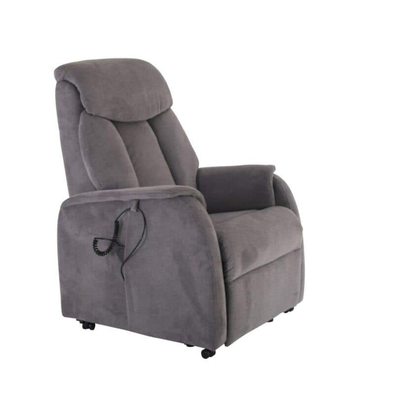 Louming Malek TV- Sessel in Bezug Enjoy 455 grau mit 3-motorischen Funktionen und Seitentasche