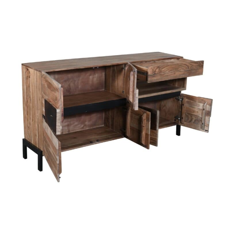 Liadomo Leon Sideboard aus Akazie mit LED-Beleuchtung - geöffnet