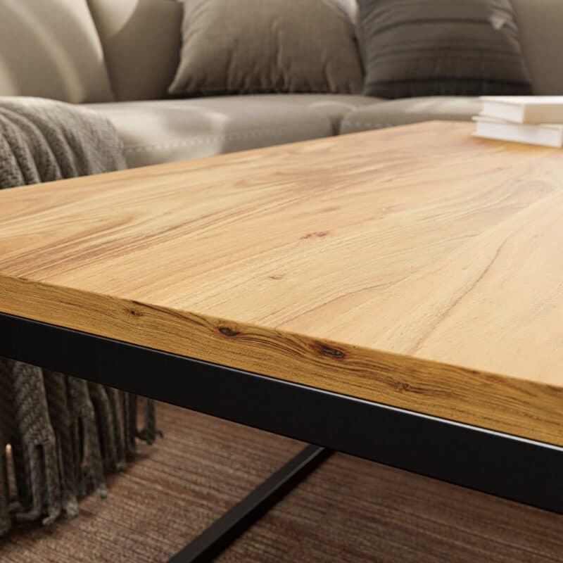 Liadomo Granada Couchtisch rechteckig mit Tischplatte aus Akazie, natur - Wohnbeispiel - Detail