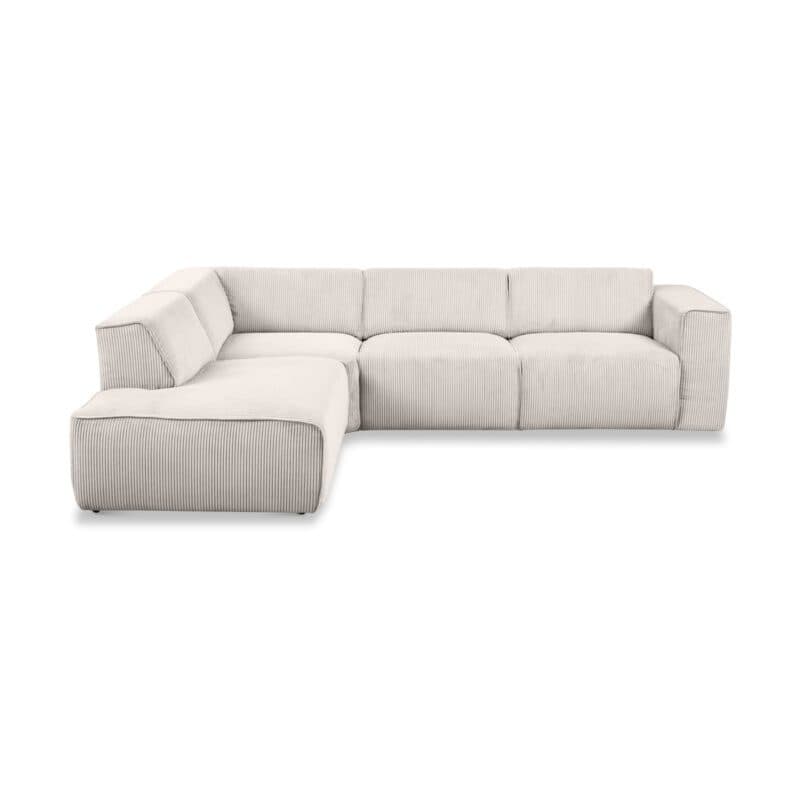 Dixx Divani Three Ecksofa mit Cordbezug in beige und Umbauecke links - Frontansicht