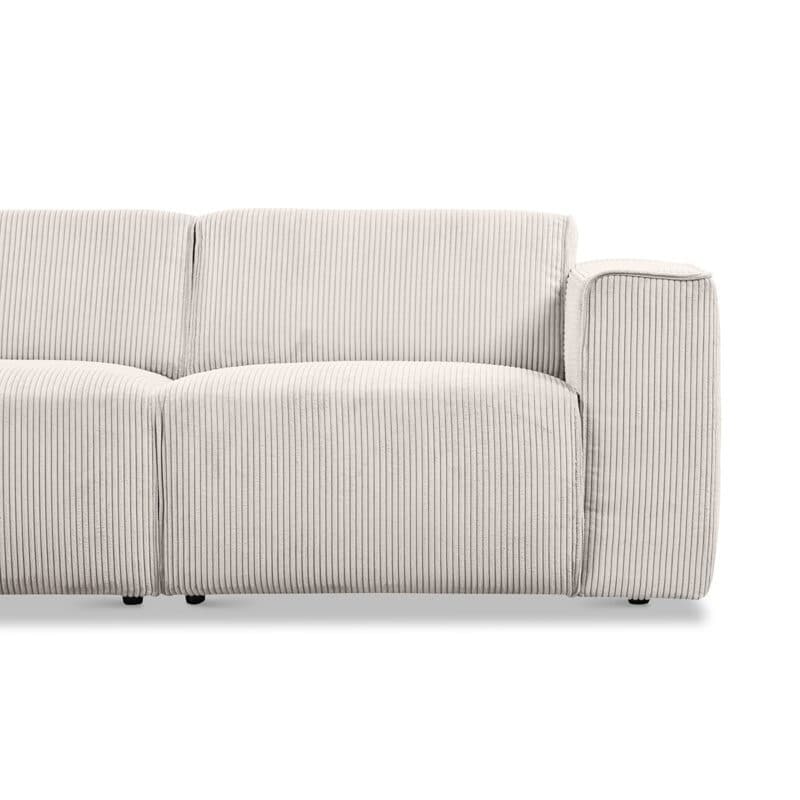 Dixx Divani Three Ecksofa mit Cordbezug in beige und Umbauecke links - Detailansicht frontal