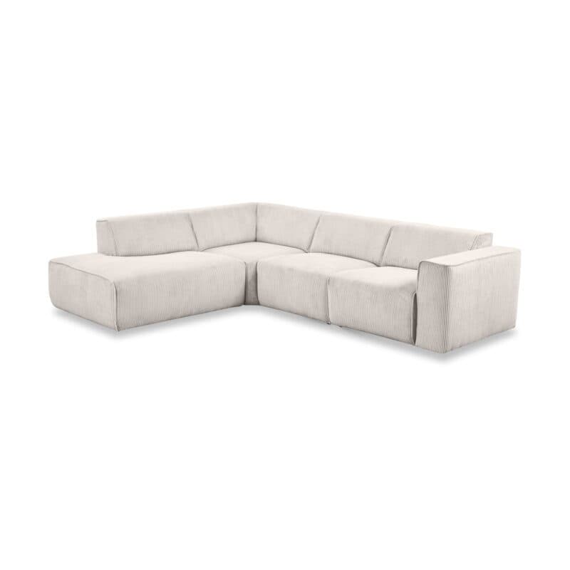 Dixx Divani Three Ecksofa mit Cordbezug in beige und Umbauecke links - Perspektivansicht