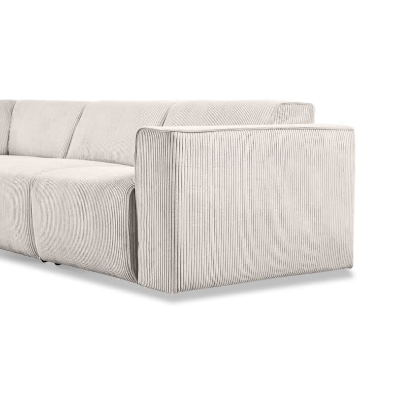 Dixx Divani Three Ecksofa mit Cordbezug in beige und Umbauecke links - Detailansicht perspektivisch