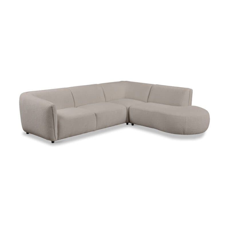 Dixx Divani Ecksofa mit Bouclé Bezug in Beige - Perspektivansicht