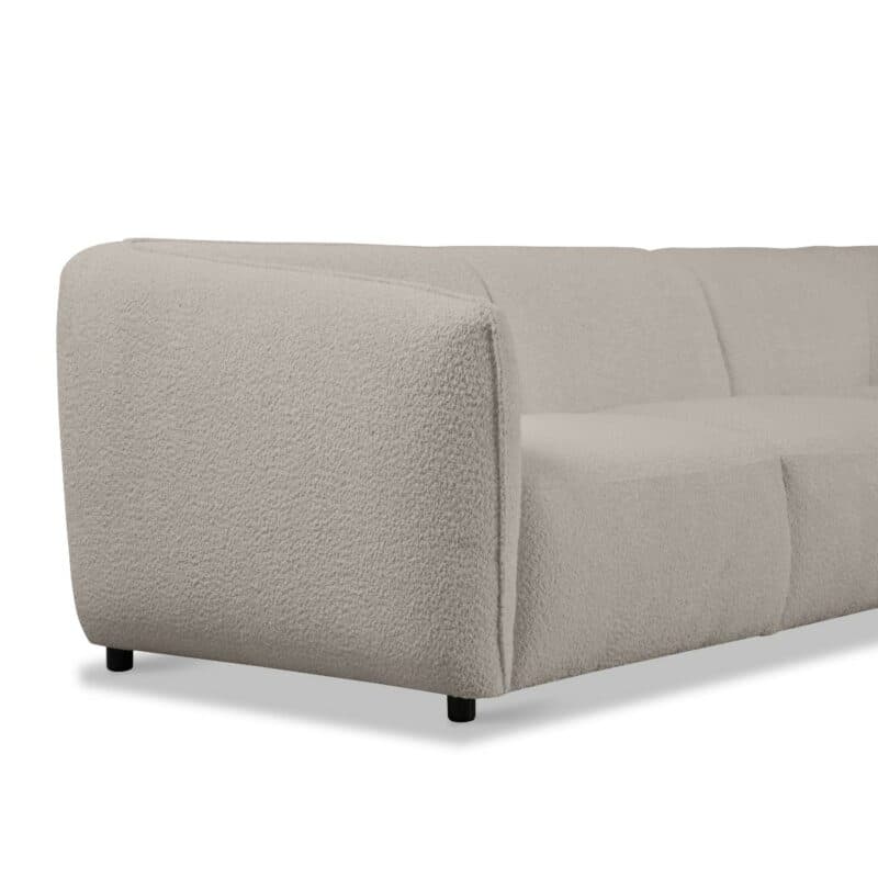 Dixx Divani Ecksofa mit Bouclé Bezug in Beige - Detailansicht perspektivisch
