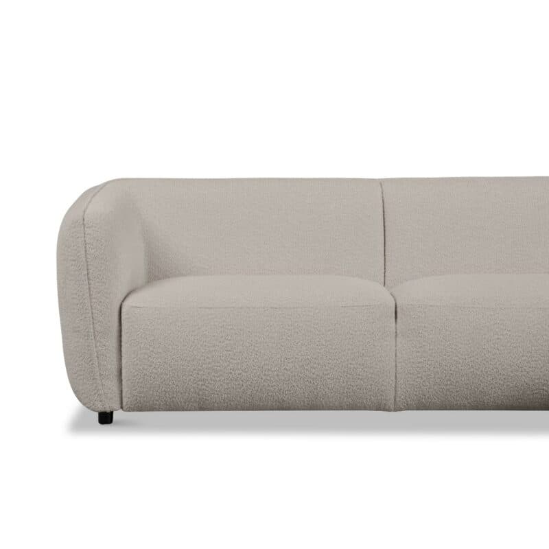 Dixx Divani Ecksofa mit Bouclé Bezug in Beige - Detailansicht frontal
