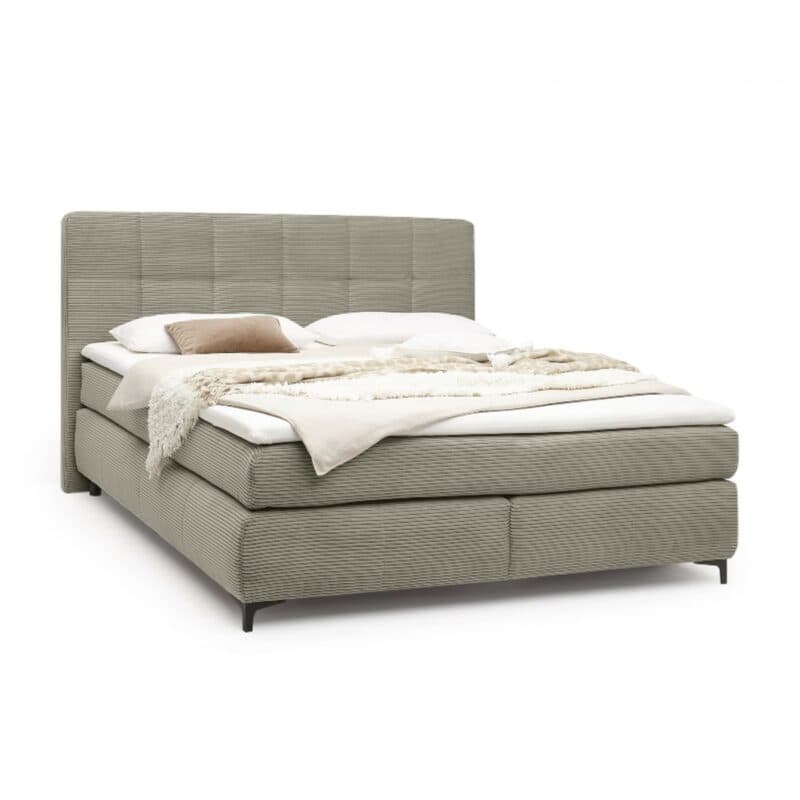 Trendstore Jale Mix Boxspringbett mit Cordbezug in Taupe - Perspektivansicht