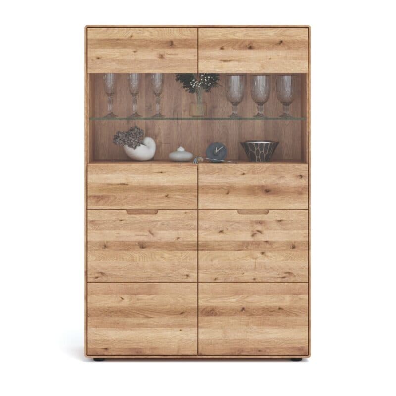 Liadomo Genua Highboardvitrine aus Wildeiche