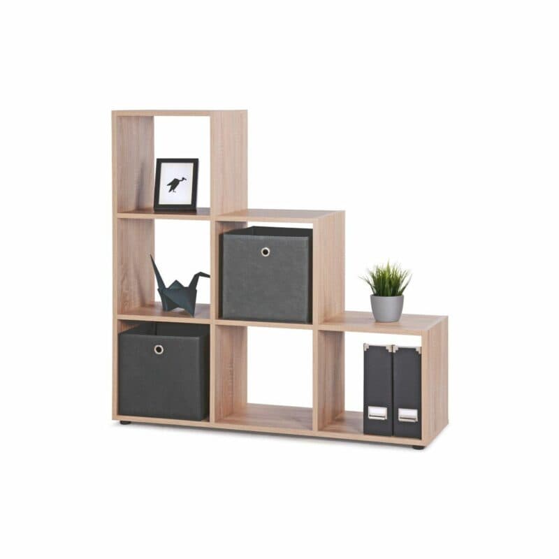 Trendstore „Fiette“ Raumteiler, seitlich, Farbe Eiche Sägerau, mit Deko