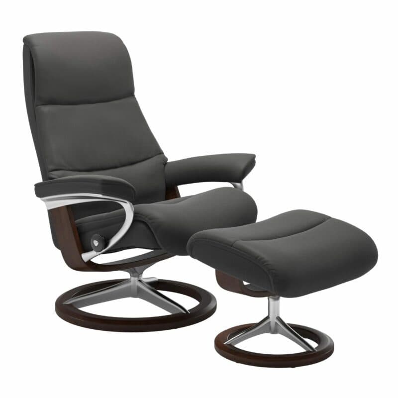 Stressless „View“ Sessel mit Hocker in Leder „Paloma“ Rock - Gestell braun