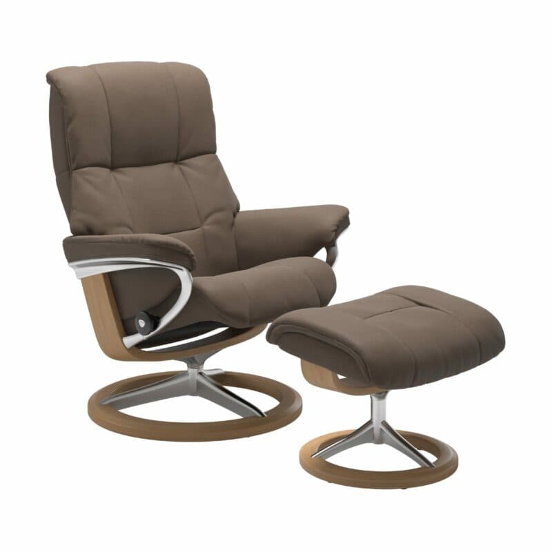 Stressless Mayfair Sessel mit Hocker in Leder „Batick“ Mole - Gestell Eiche