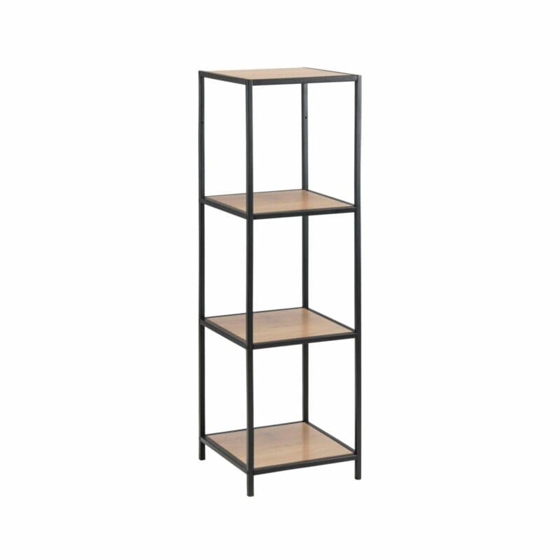 Trendstore „Auroa“ Wandregal mit zwei Böden aus MDF Wildeiche-Nachbildung mit schwarzem Metallgestell