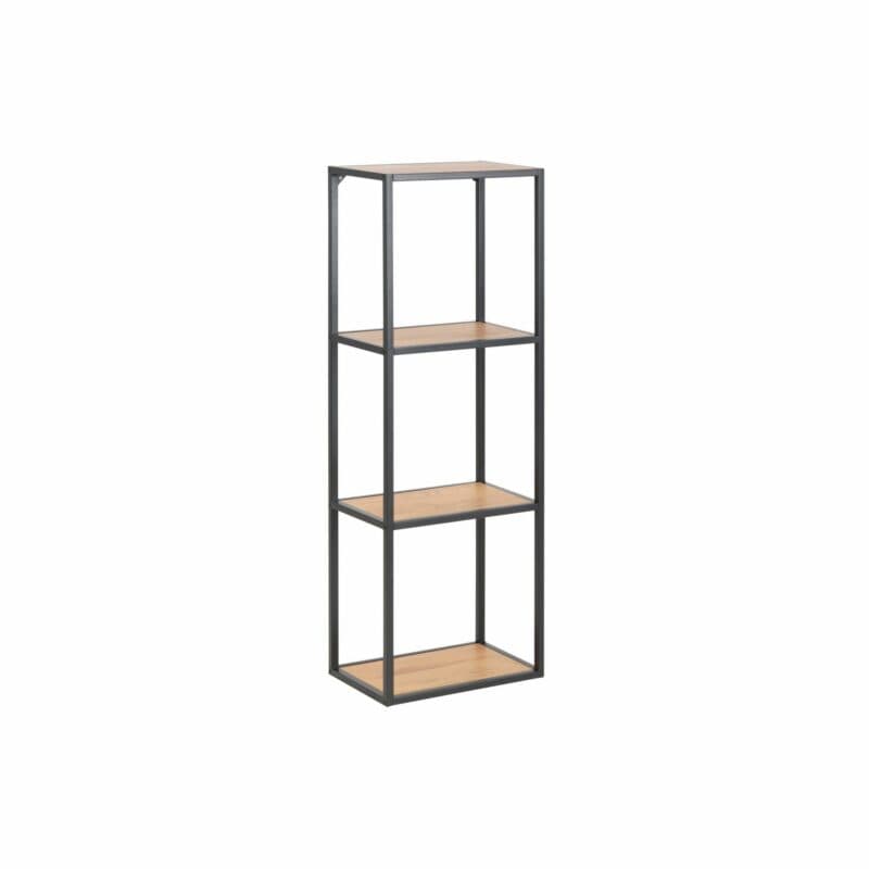 Trendstore „Auroa“ Wandregal mit zwei Böden aus MDF Wildeiche-Nachbildung mit schwarzem Metallgestell