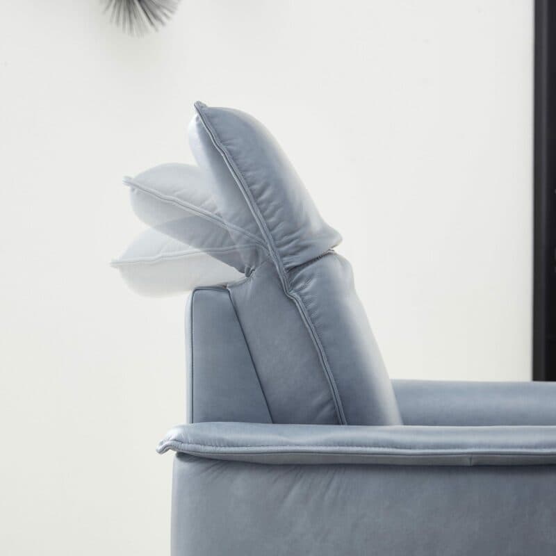Akador Bolivien Sofa in Leder dunkelblau - Detail Kopfteilverstellung