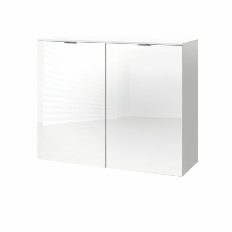 Kommode „Edition” mit Korpus in Polarweiß und Front in Polarweiß Lack, Griffen in Alufarben sowie 2 Türen.