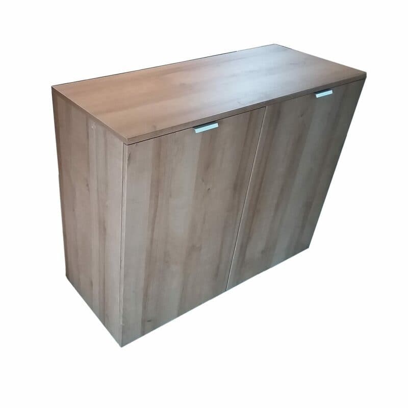 Kommode „Edition” mit Korpus und Front in Riviera Eiche Nachbildung, Griffen in Alufarben sowie 2 Türen.