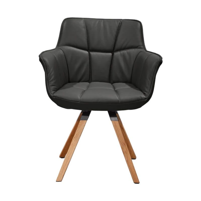 Musterring Tamina Schalensessel in Bezug Leder Florenz schwarz mit Stativgestell aus Wildeiche.