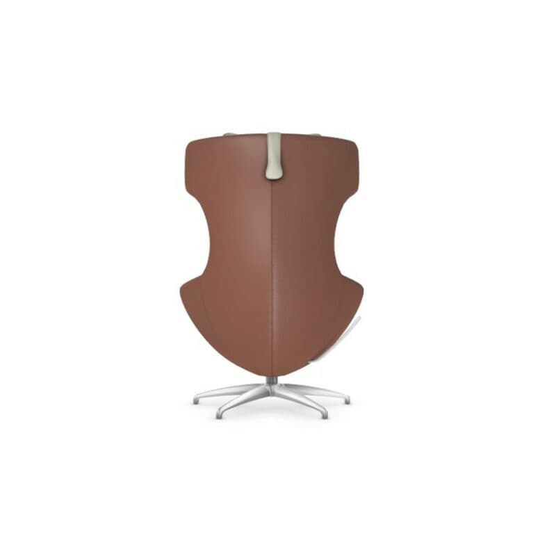 Leolux Caruzzo Sessel mit Bezug aus Leder in Weiß und Cognac, inklusive Kopfstütze - hinten