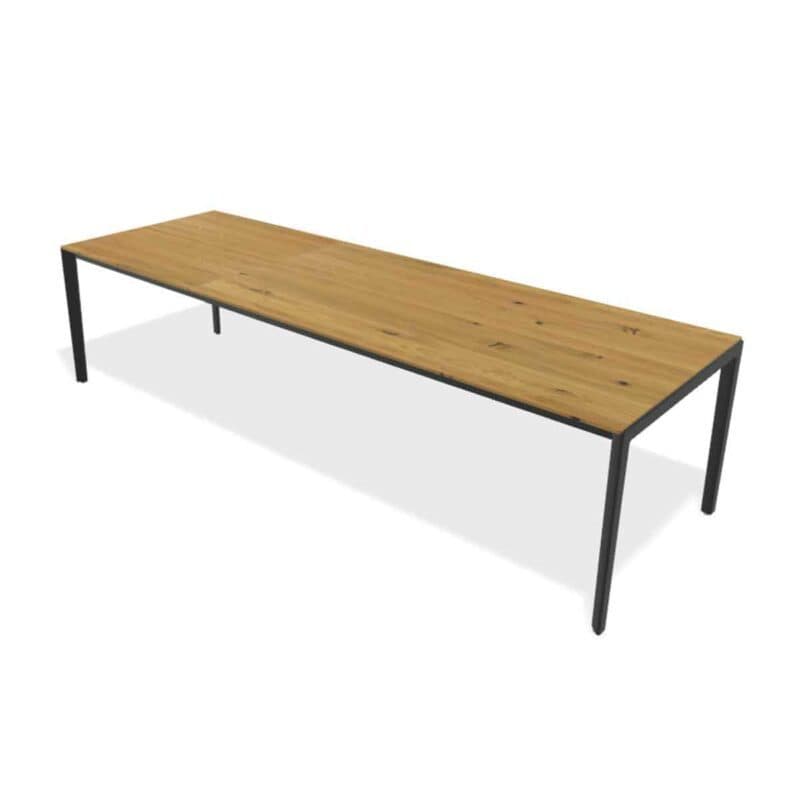 Team 7 Tak Auszugstisch mit Tischplatte in Eiche Wild und Gestell schwarz matt ausgezogen in seitlicher Ansicht
