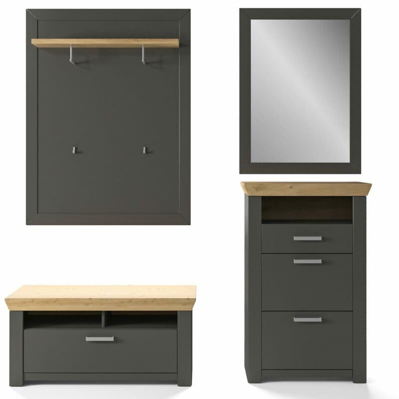 set one by Musterring GA-70 Kombination mit Deckplatte in Artisan Eiche Nachbildung und Korpus in Dekor Grau Anthrazit in frontaler Ansicht