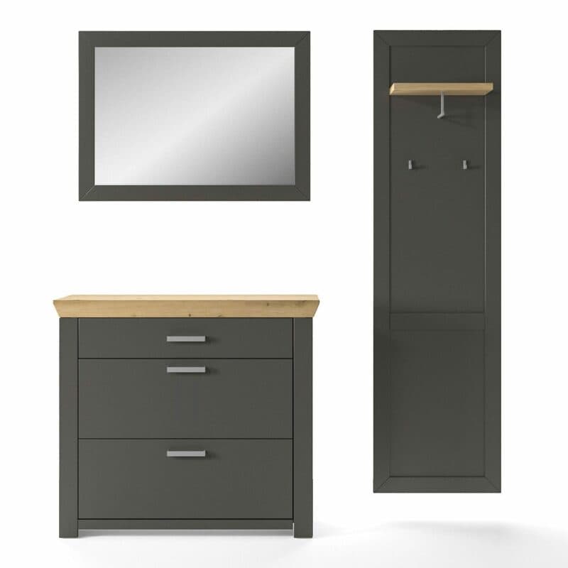 set one by Musterring GA-61 Kombination mit Deckplatte in Artisan Eiche Nachbildung und Korpus in Dekor Grau Anthrazit Nachbildung in frontaler Ansicht