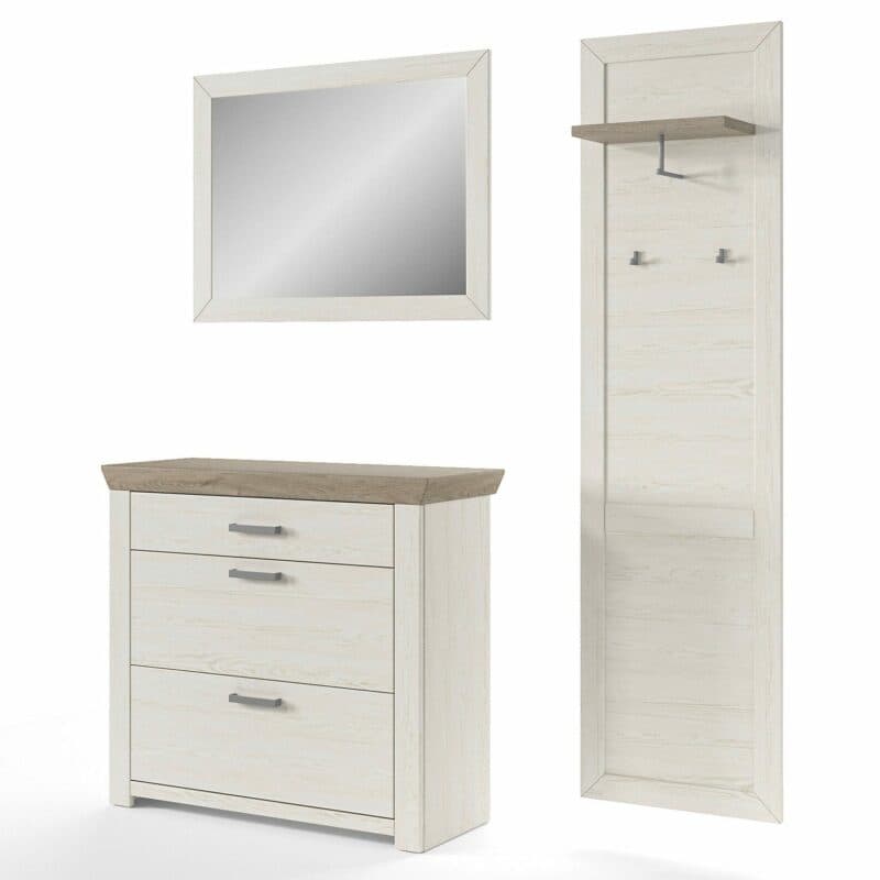 set one by Musterring GA-61 Kombination mit Deckplatte in Eiche Nelson Nachbildung und Korpus in Dekor Pino Aurelio Nachbildung in seitlich frontaler Ansicht