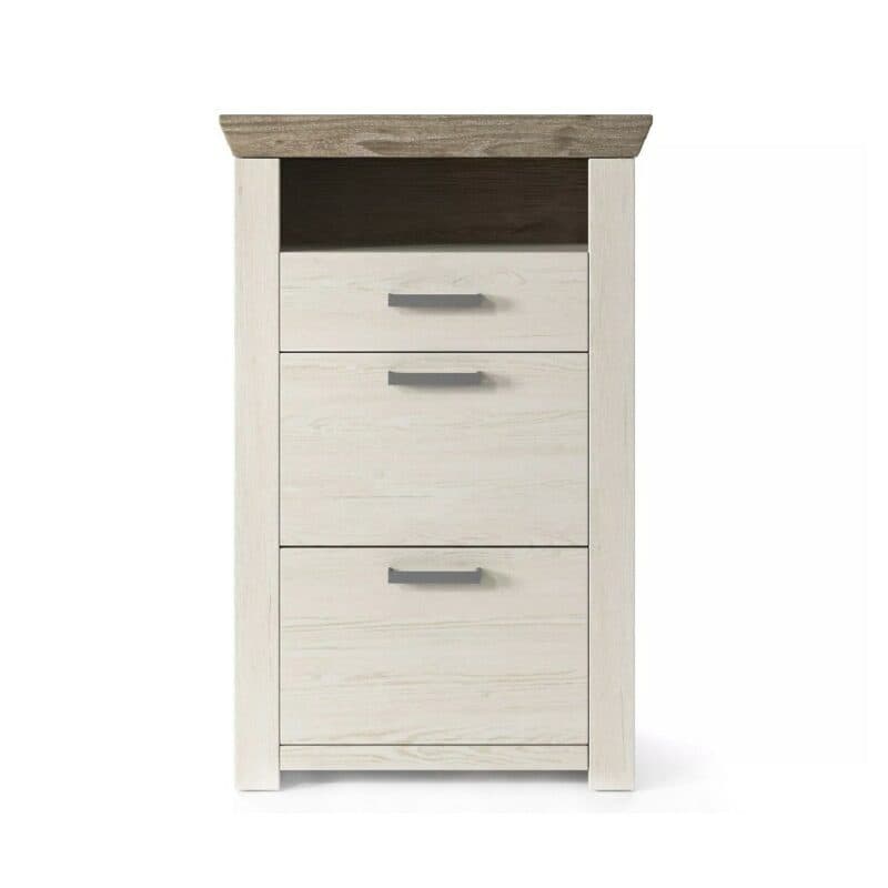 set one by Musterring GA-06 Highboard mit Deckplatte in Eiche Nelson Nachbildung und Korpus in Dekor Pino Aurelio in frontaler Ansicht