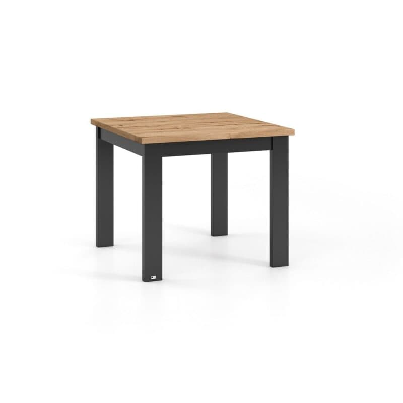 set one by Musterring Type 66 Esstisch mit einer Tischplatte in Eiche Artisan und einem Tischgestell in Grau Anthrazit in seitlicher Ansicht