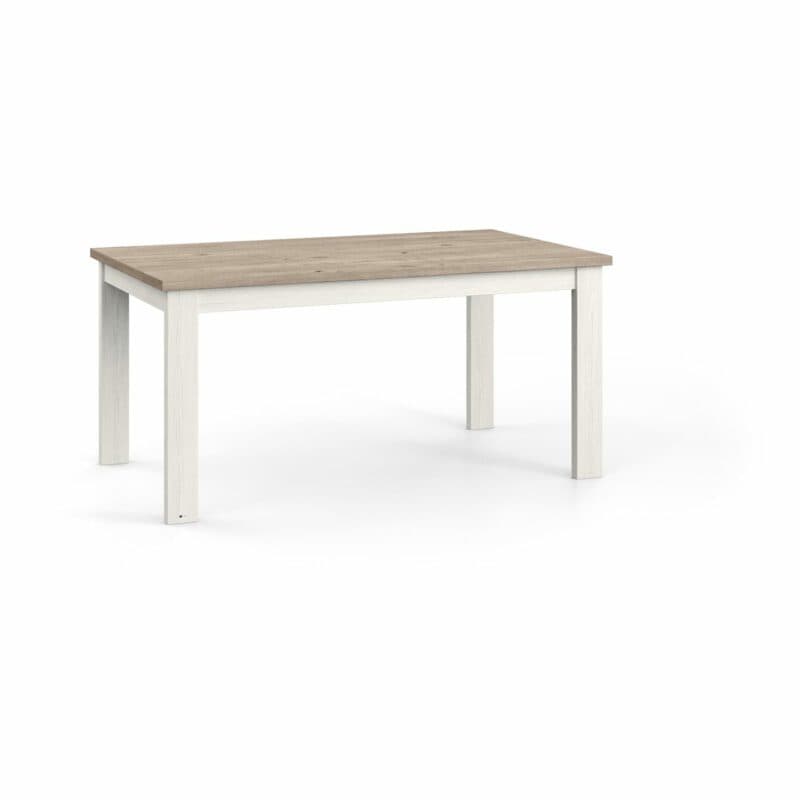 set one by Musterring Type 62 Esstisch mit einer Tischplatte in Eiche Nelson und einem Tischgestell in Pino Aurelio in seitlicher Ansicht