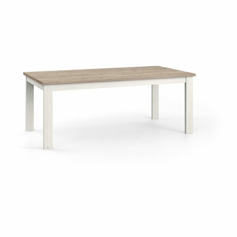 set one by Musterring Type 63 Esstisch mit einer Tischplatte in Eiche Nelson und einem Tischgestell in Pino Aurelio und Eiche Nelson Nachbildung – Perspektivansicht