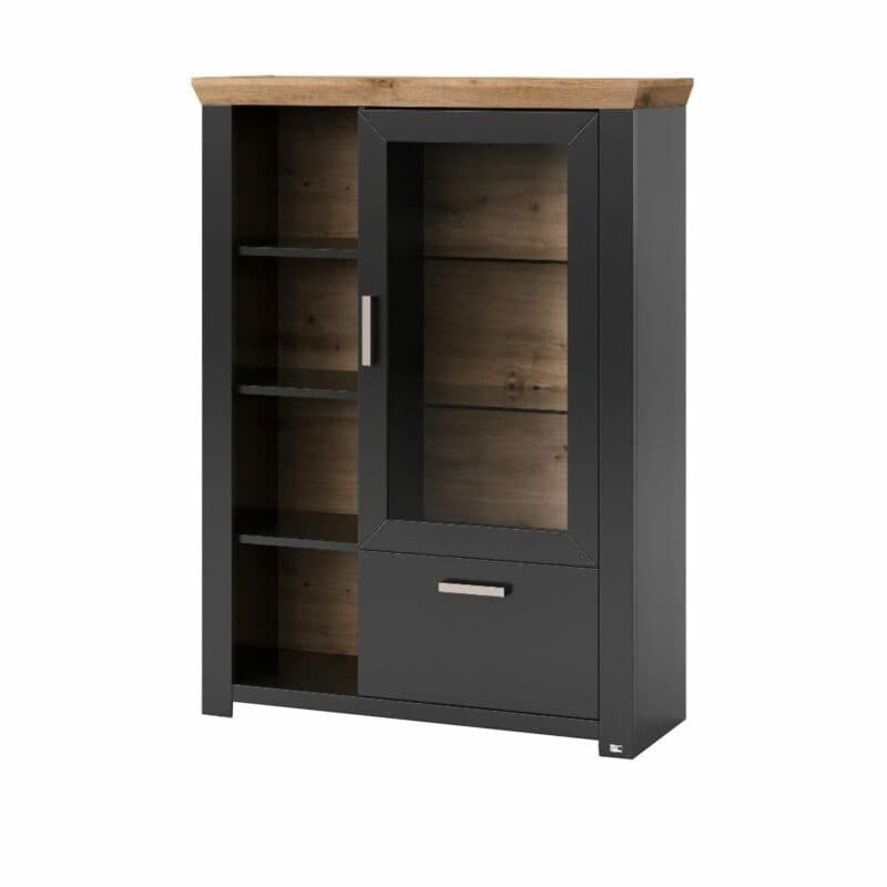 set one by Musterring Type 14 Highboard in Dekor anthrazit – Perspektive