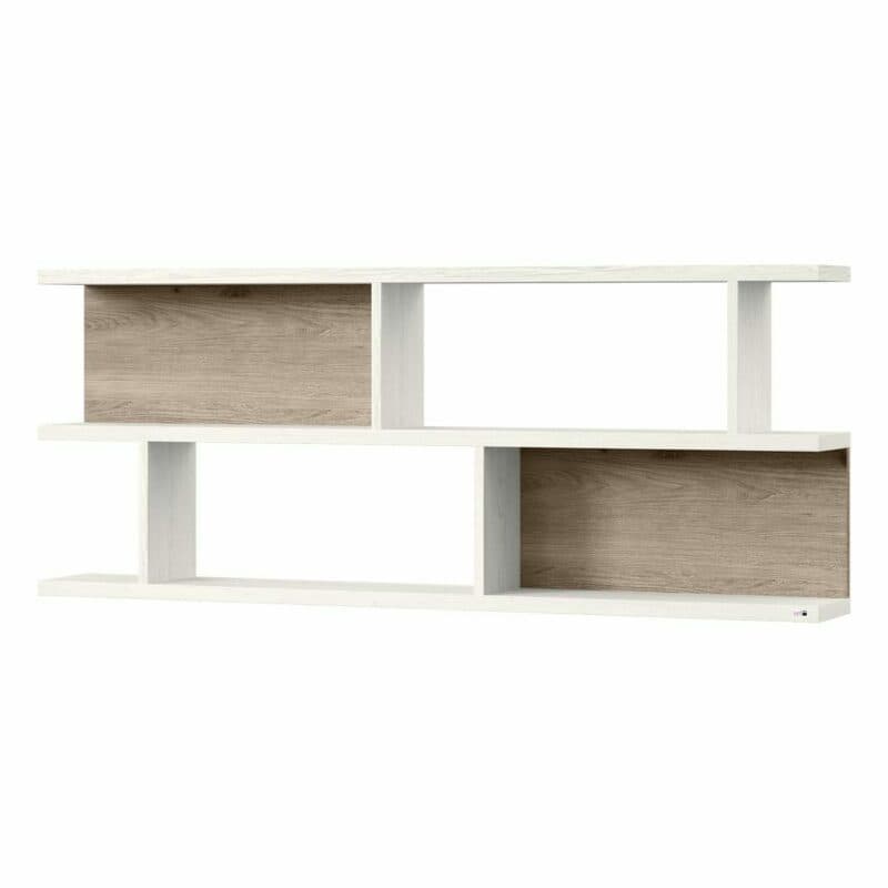 set one by Musterring Type 43 Hängeregal mit zwei Rückwandelementen in Eiche Nelson Nachbildung und einem Korpus in Dekor Pino Aurelio mit sechs Ablageflächen in seitlicher Ansicht