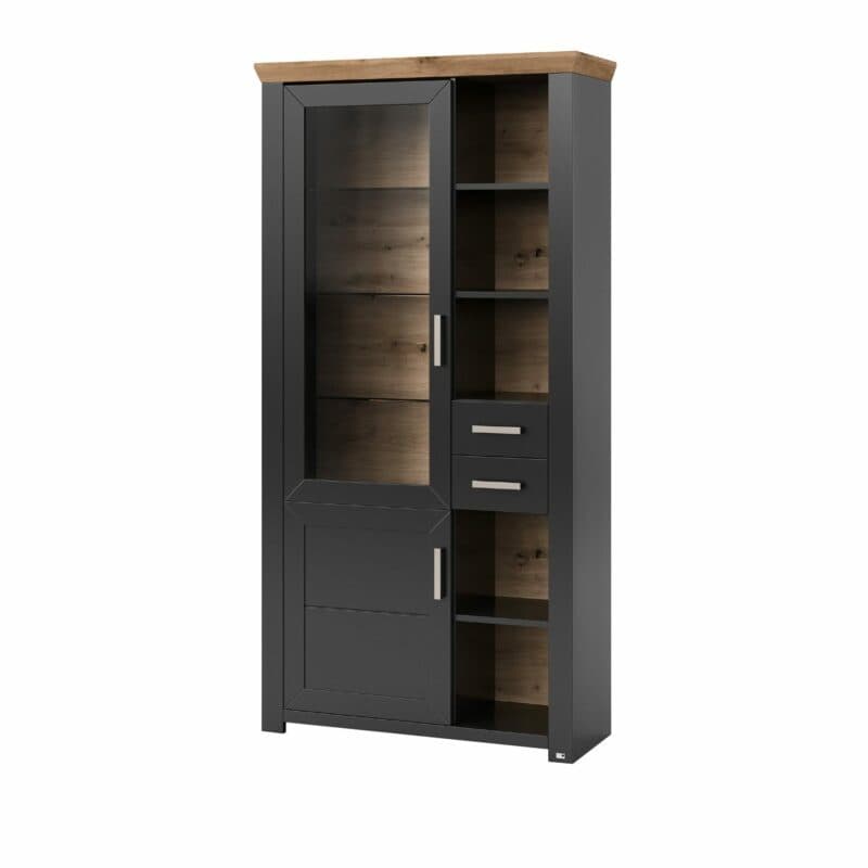 set one by Musterring Type 05 Vitrine mit einer Deckplatte in Artisan Eiche Nachbildung und einem Korpus in Dekor Grau Anthrazit