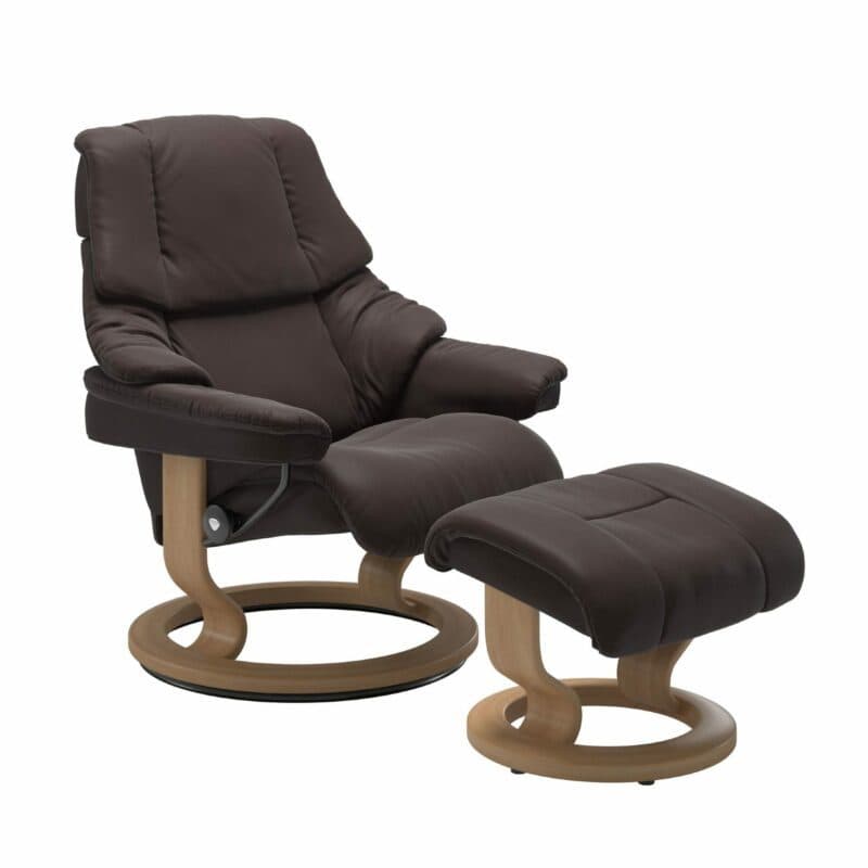 Stressless Reno Classic – Leder Paloma Chocolate mit Untergestell Eiche