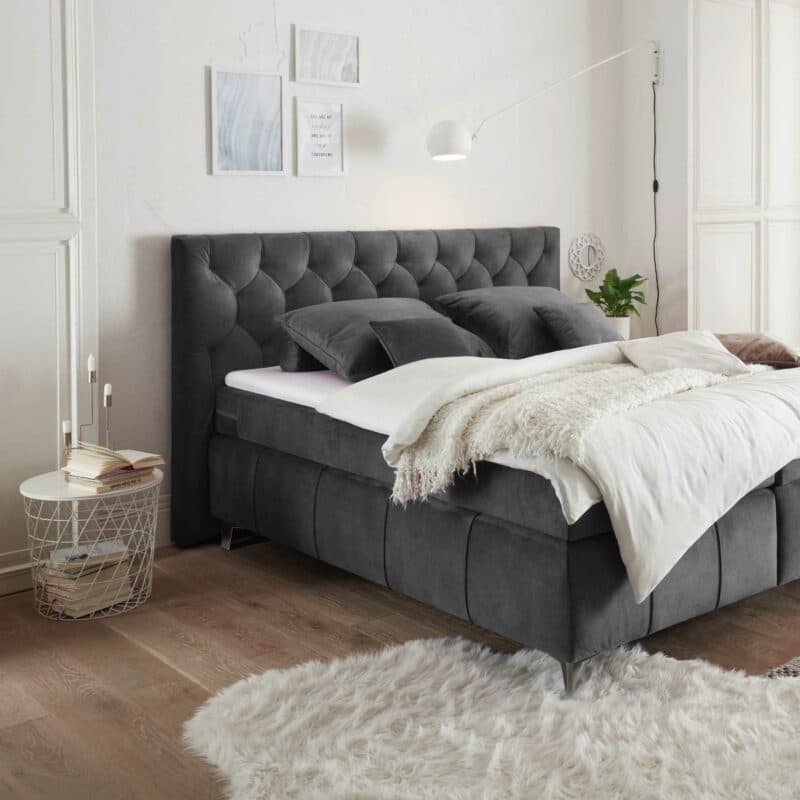 Trendstore Beth Boxspringbett in der Farbe Anthrazit Wohnbeispiel