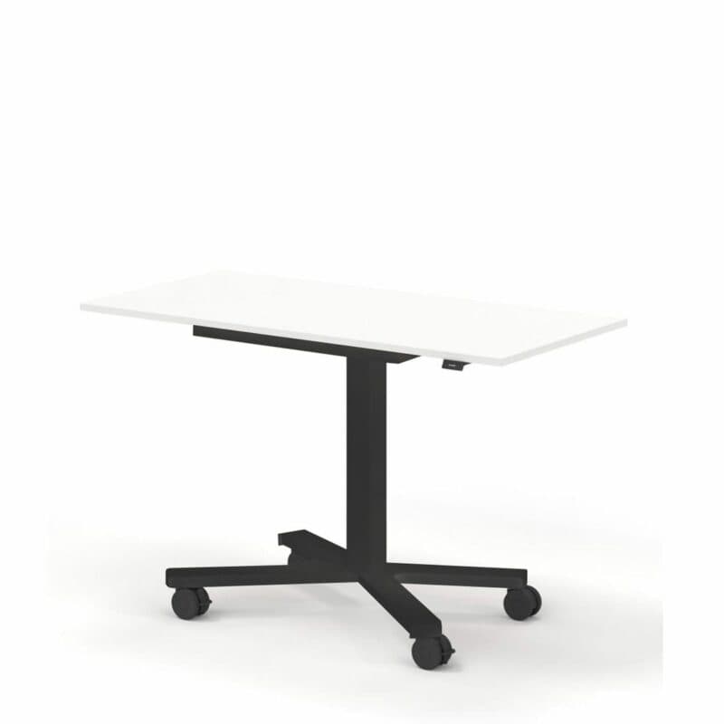 Nowy Styl eModel 2.0 mini mit Tischplatte weiß, Metallgestell schwarz und mit Rollen