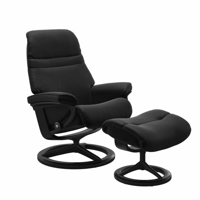 Stressless Sunrise Sessel Signature mit Lederbezug Paloma Black und Untergestell schwarz