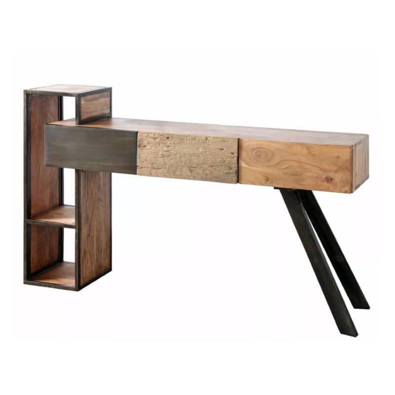 Trendstore Warin Konsole mit drei Schubladen und zwei offenen Fächern in der Farbe stone