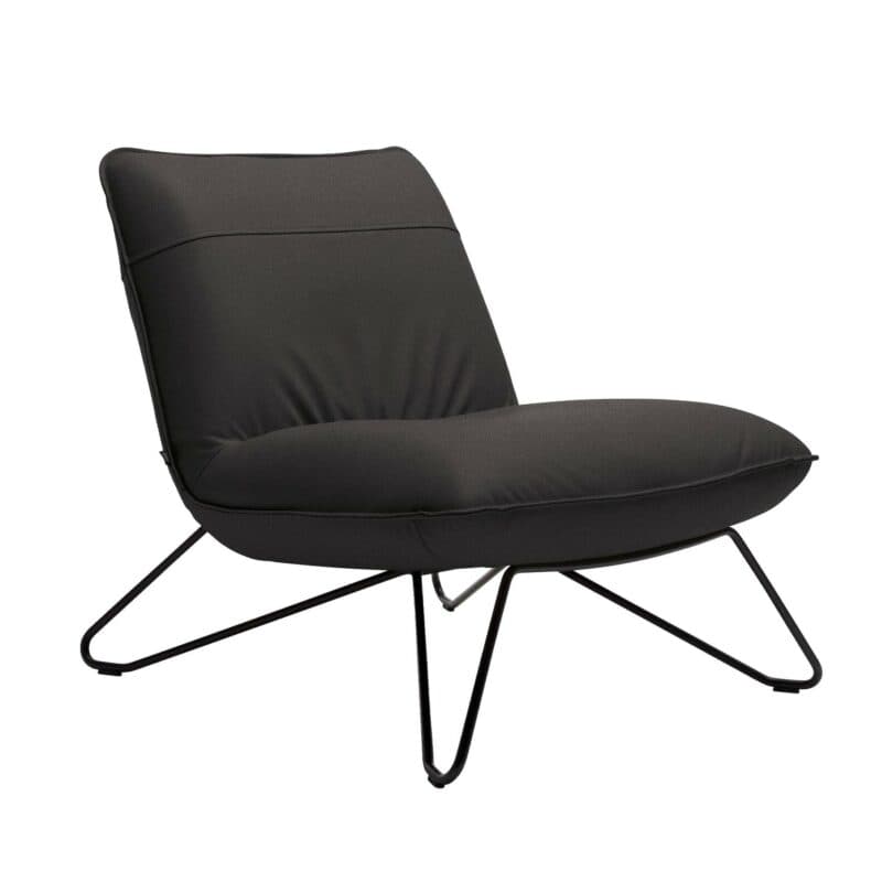 Rolf Benz 394 Sessel in Bezug Leder schwarz und Metallgestell in Schwarz.
