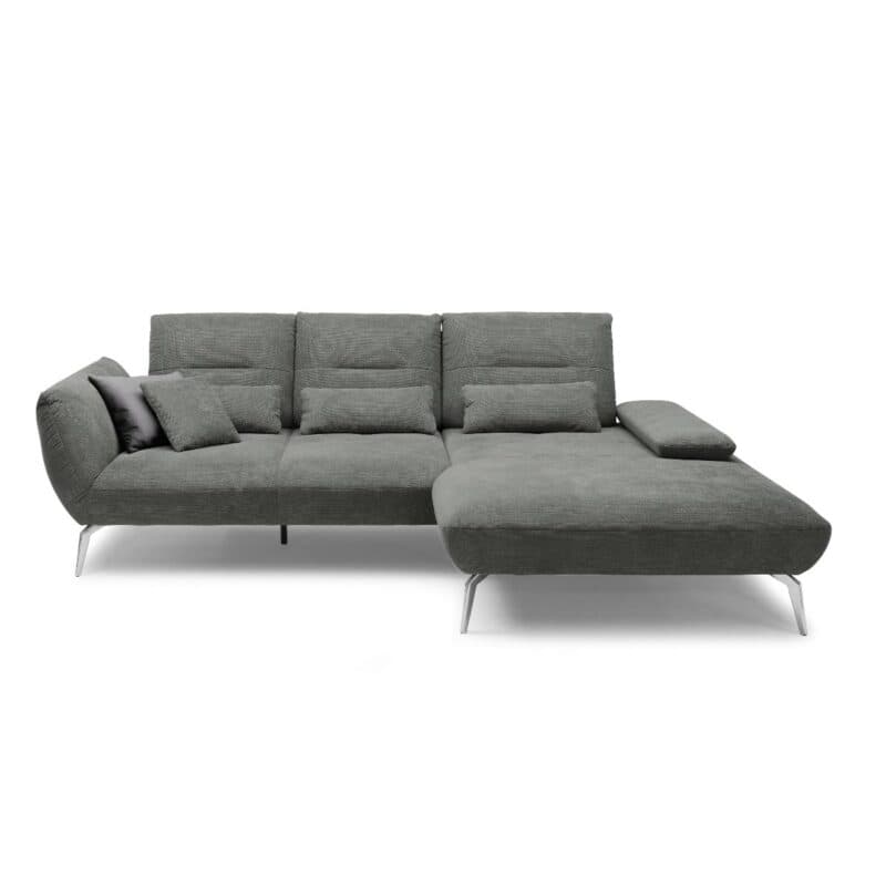 Trendstore Payton Elementgruppe in Dunkelgrau mit Ottomane rechts.