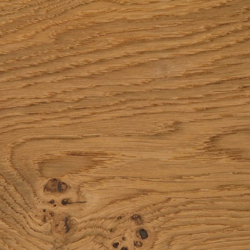 Contur Auszugstisch 3400 mit 4-Fuss in Edelstahl Ansicht Tischplatte Eiche massiv